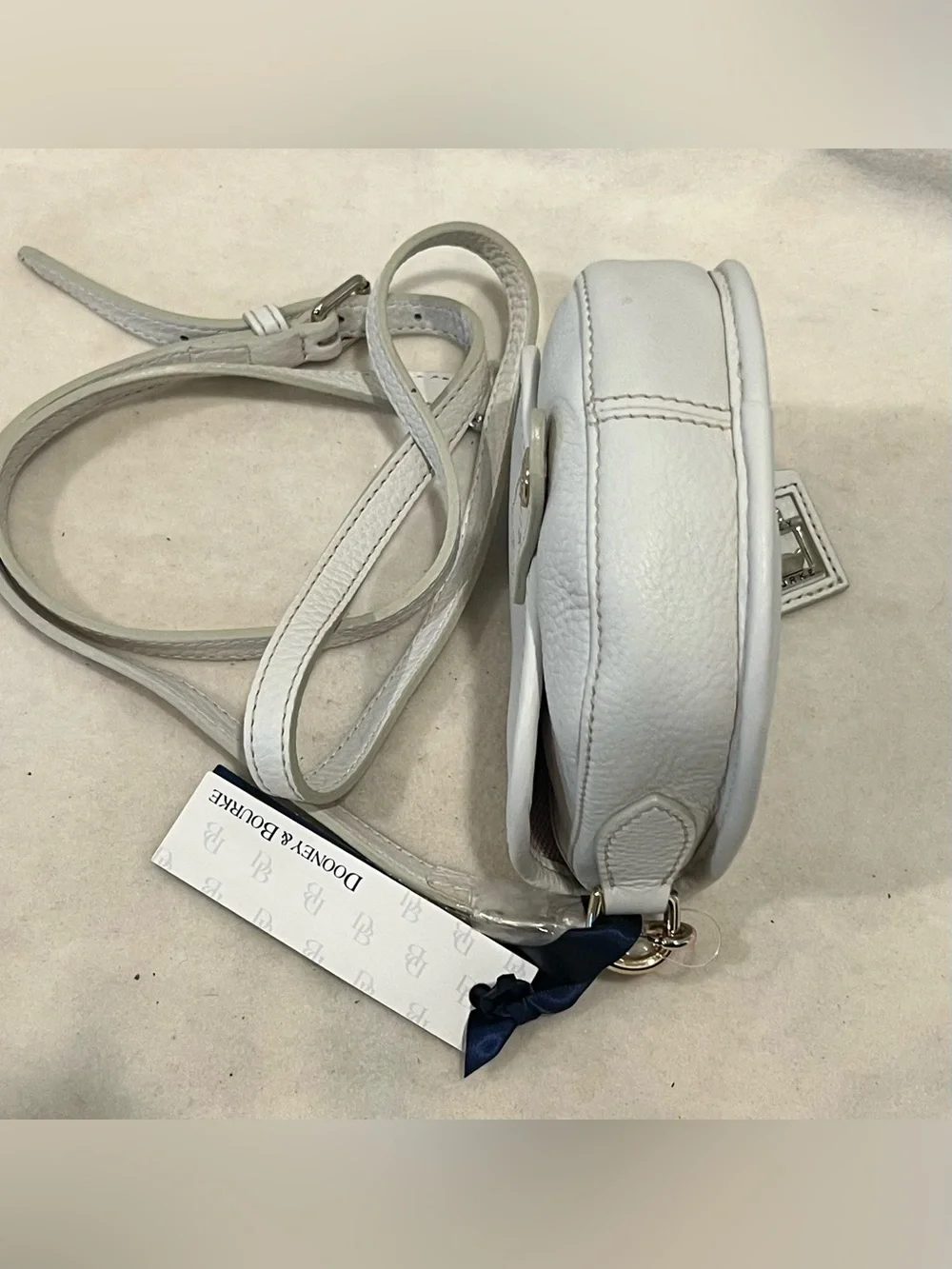 Dooney & Bourke White Pebbled Leather Saddle Crossbody NWT